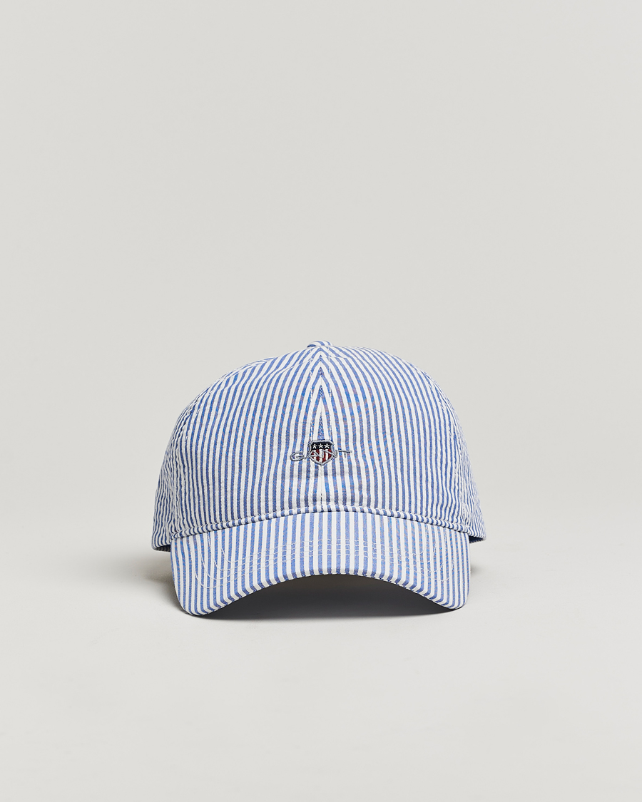 Hombres | GANT Striped Seersucker Cap Rich Blue | GANT | Striped Seersucker Cap Rich Blue