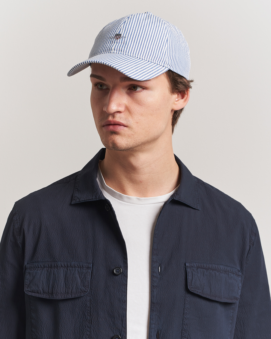 Hombres | GANT Striped Seersucker Cap Rich Blue | GANT | Striped Seersucker Cap Rich Blue