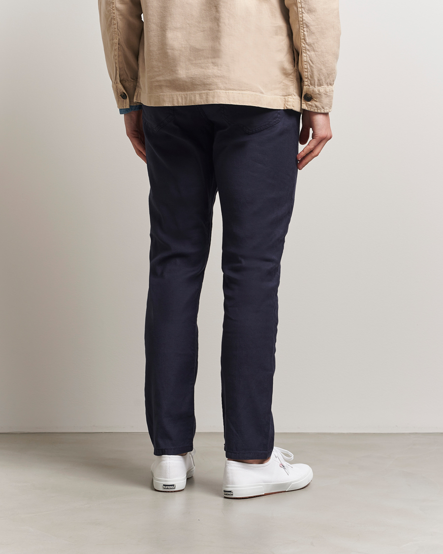 Hombres | Pantalones | GANT | Regular Cotton/Linen 5-Pocket Pants Evening Blue