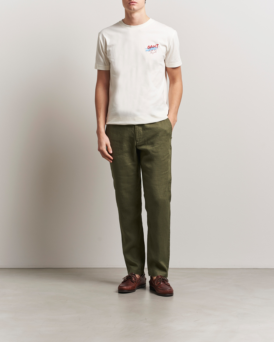 Hombres | Pantalones | Gant | Relaxed Linen Drawstring Pants Juniper Green