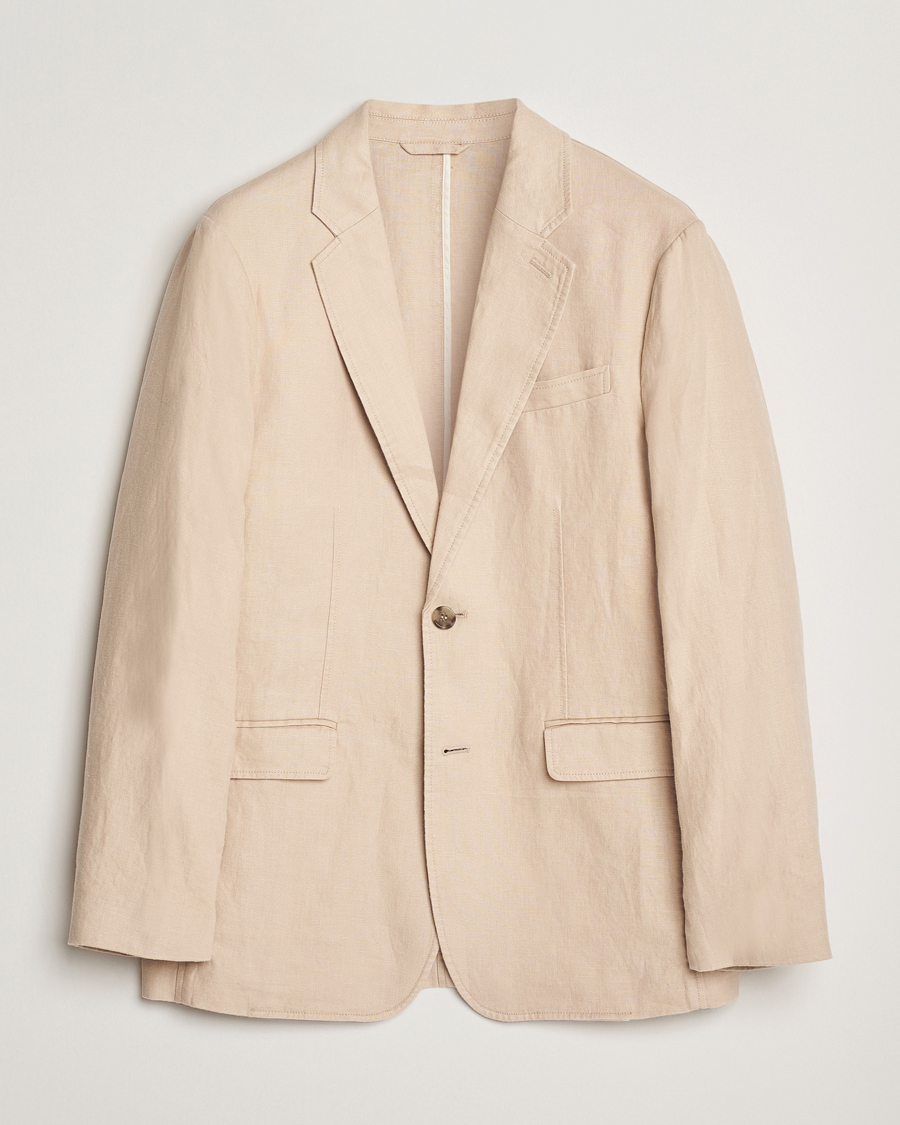 Hombres | Blazers | GANT | Slim Fit Garment Dyed Linen Blazer Dry Sand