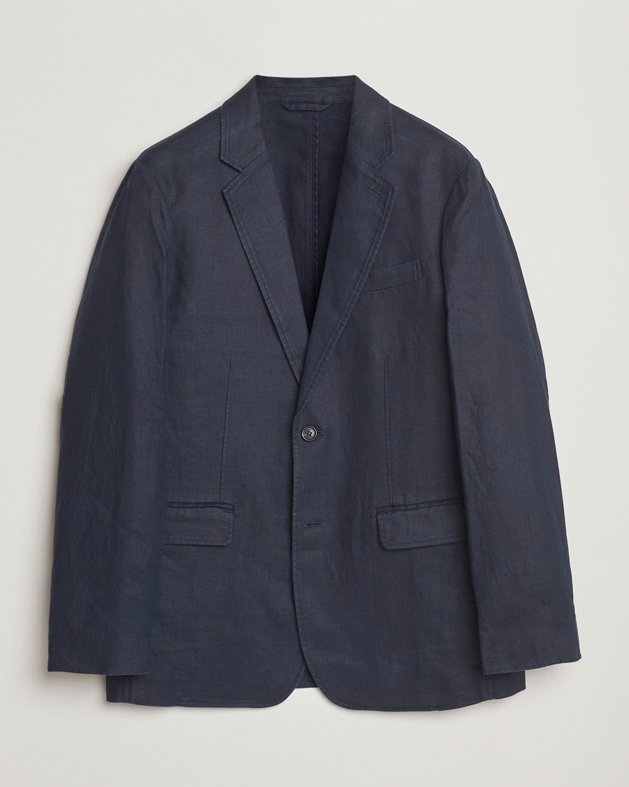 Hombres | Blazers | GANT | Slim Fit Garment Dyed Linen Blazer Evening Blue