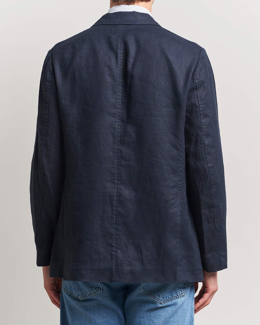 Hombres | Blazers | GANT | Slim Fit Garment Dyed Linen Blazer Evening Blue