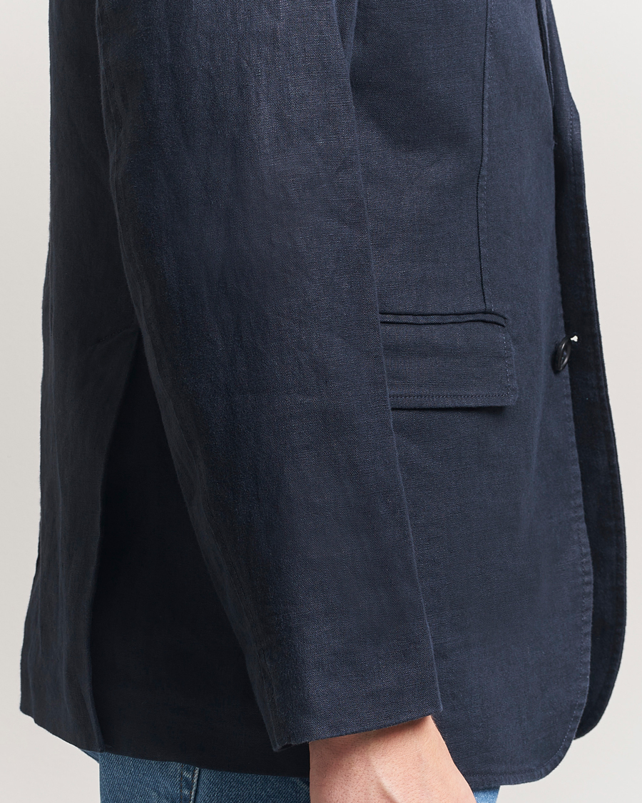 Hombres | Blazers | GANT | Slim Fit Garment Dyed Linen Blazer Evening Blue