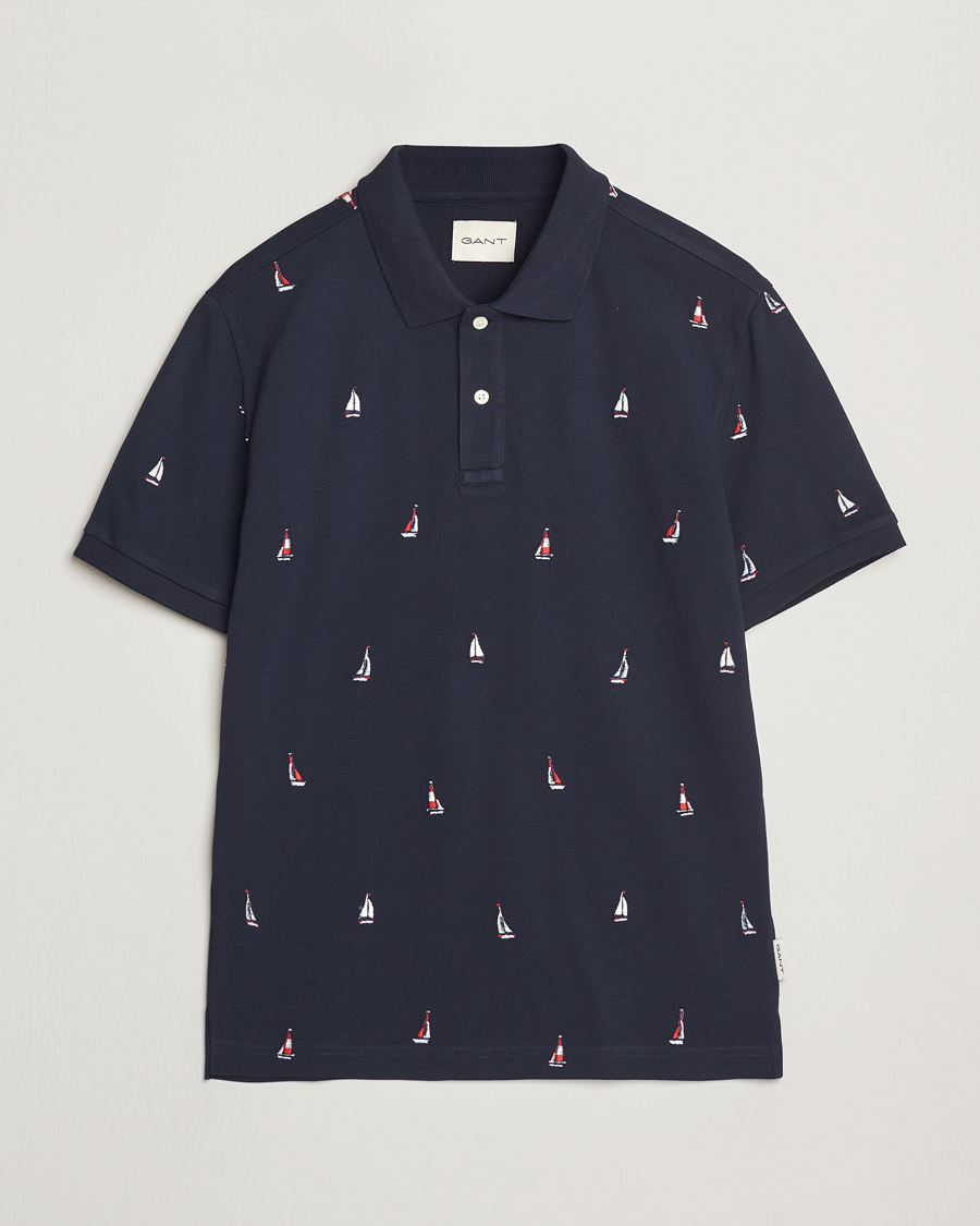 Hombres | Polos | GANT | Embroidered Sailing Polo Evening Blue