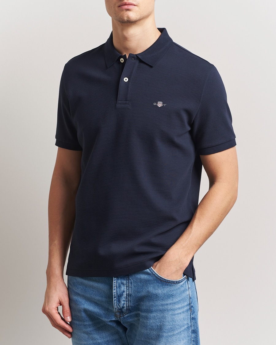 Hombres | Polos | GANT | Textured Polo Evening Blue
