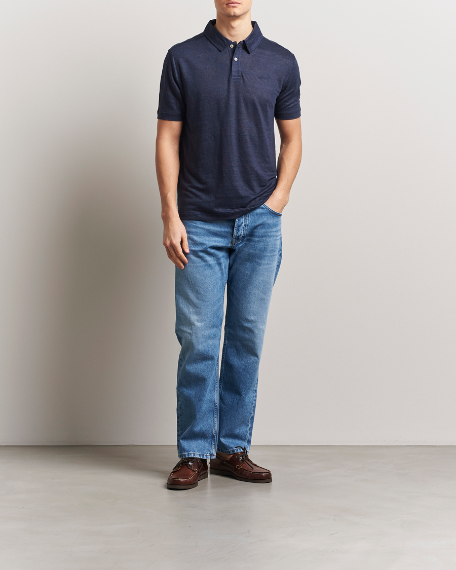 Hombres | Polos | GANT | Linen Polo Evening Blue