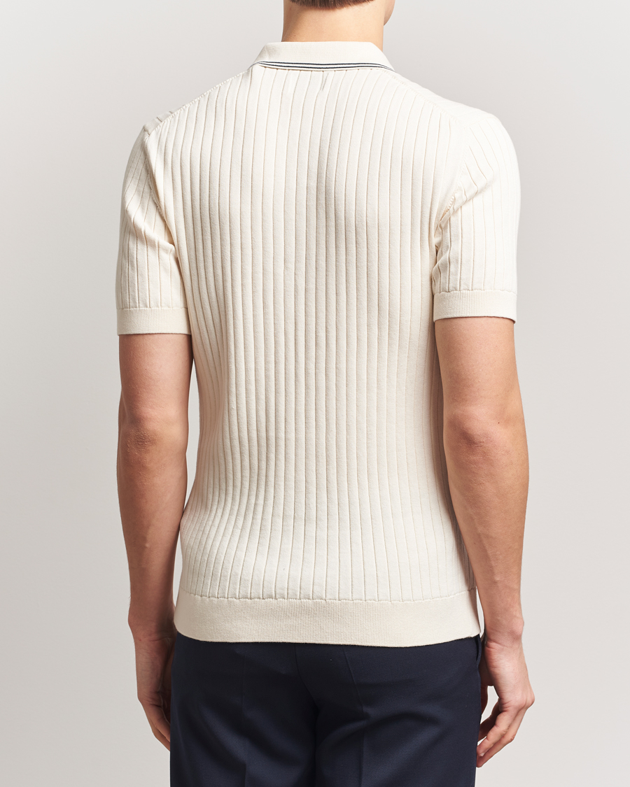 Hombres | Polos | GANT | Ribbed Cotton Knitted Polo Cream