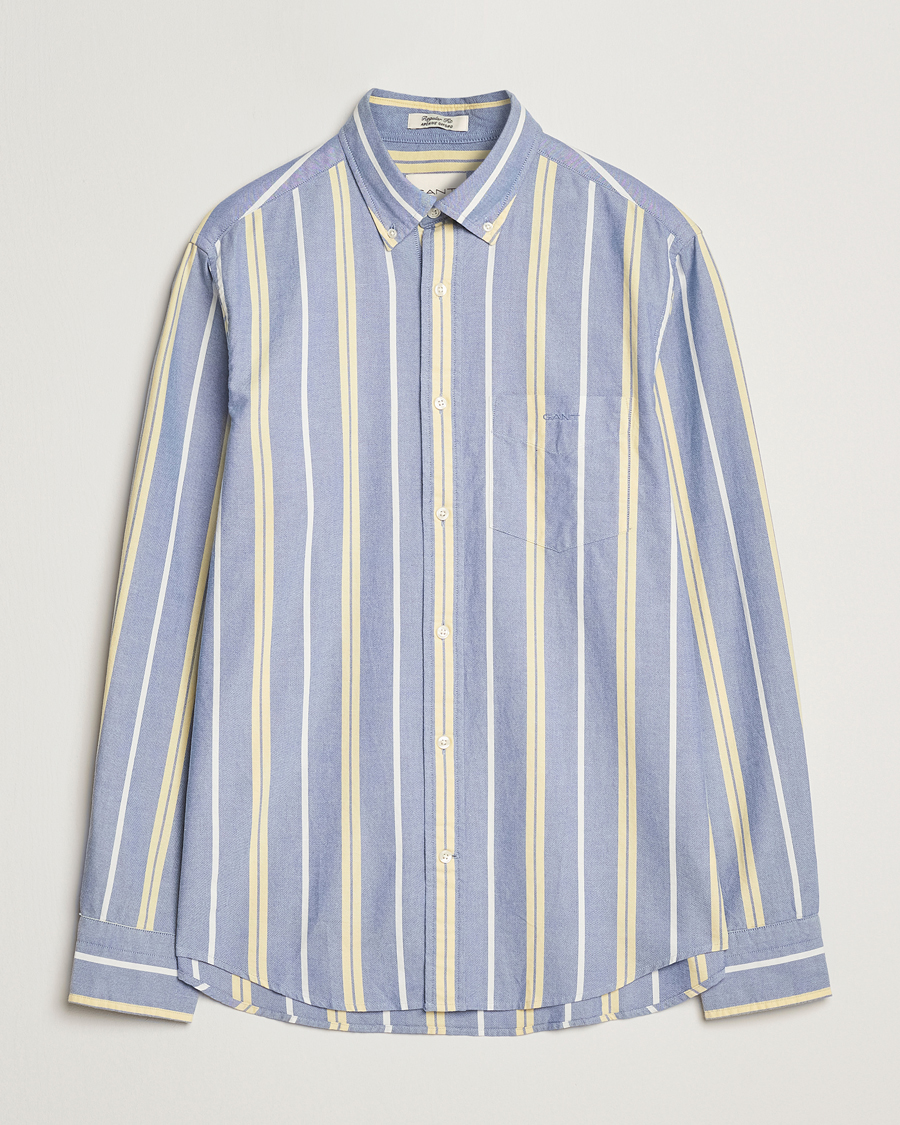 Hombres | Camisas | GANT | Regular Fit Archive Oxford Striped Shirt Rich Blue