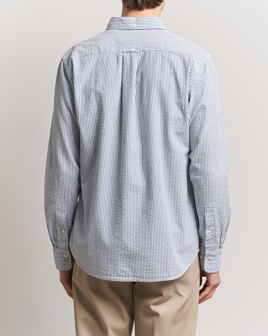 Hombres | Camisas | GANT | Regular Fit Striped Seersucker Shirt Rich Blue