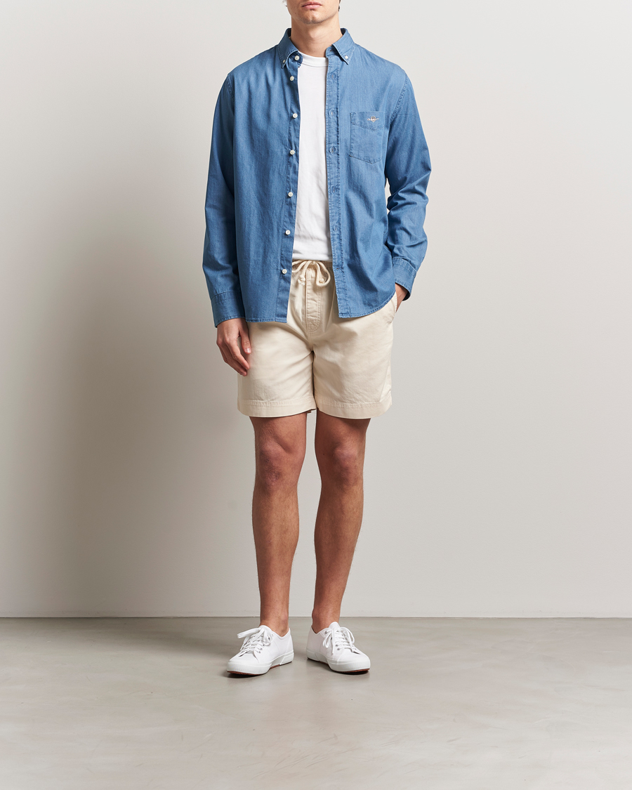 Hombres | Camisas | GANT | Regular Fit Denim Shirt Semi Light Blue