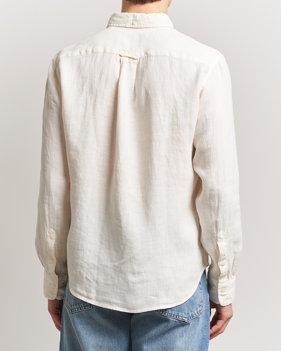 Hombres | Camisas | GANT | Regular Fit Garment Dyed Linen Shirt Cream