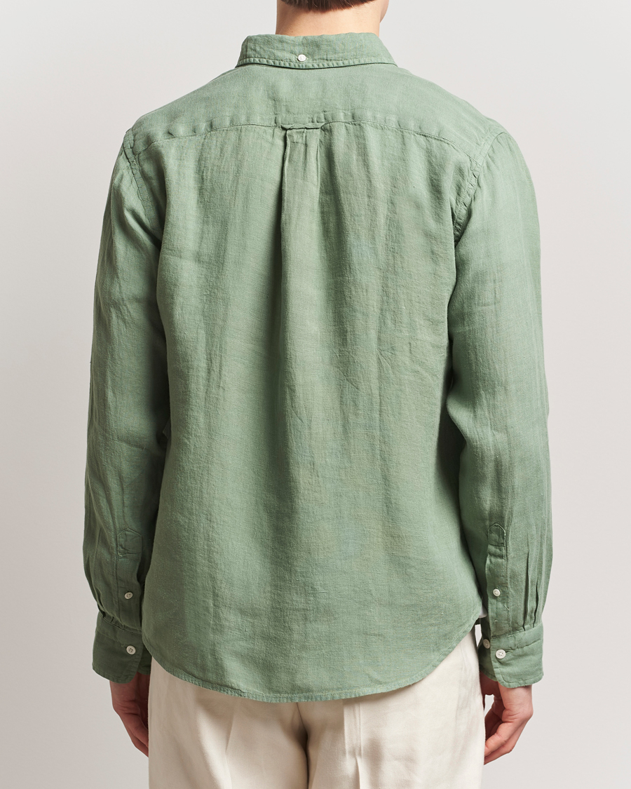 Hombres | Camisas | GANT | Regular Fit Garment Dyed Linen Shirt Kalamata Green