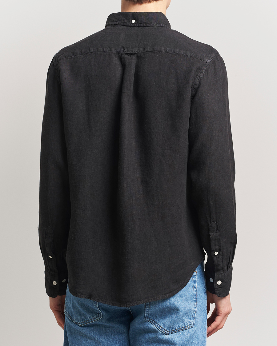 Hombres | Camisas | GANT | Regular Fit Garment Dyed Linen Shirt Black