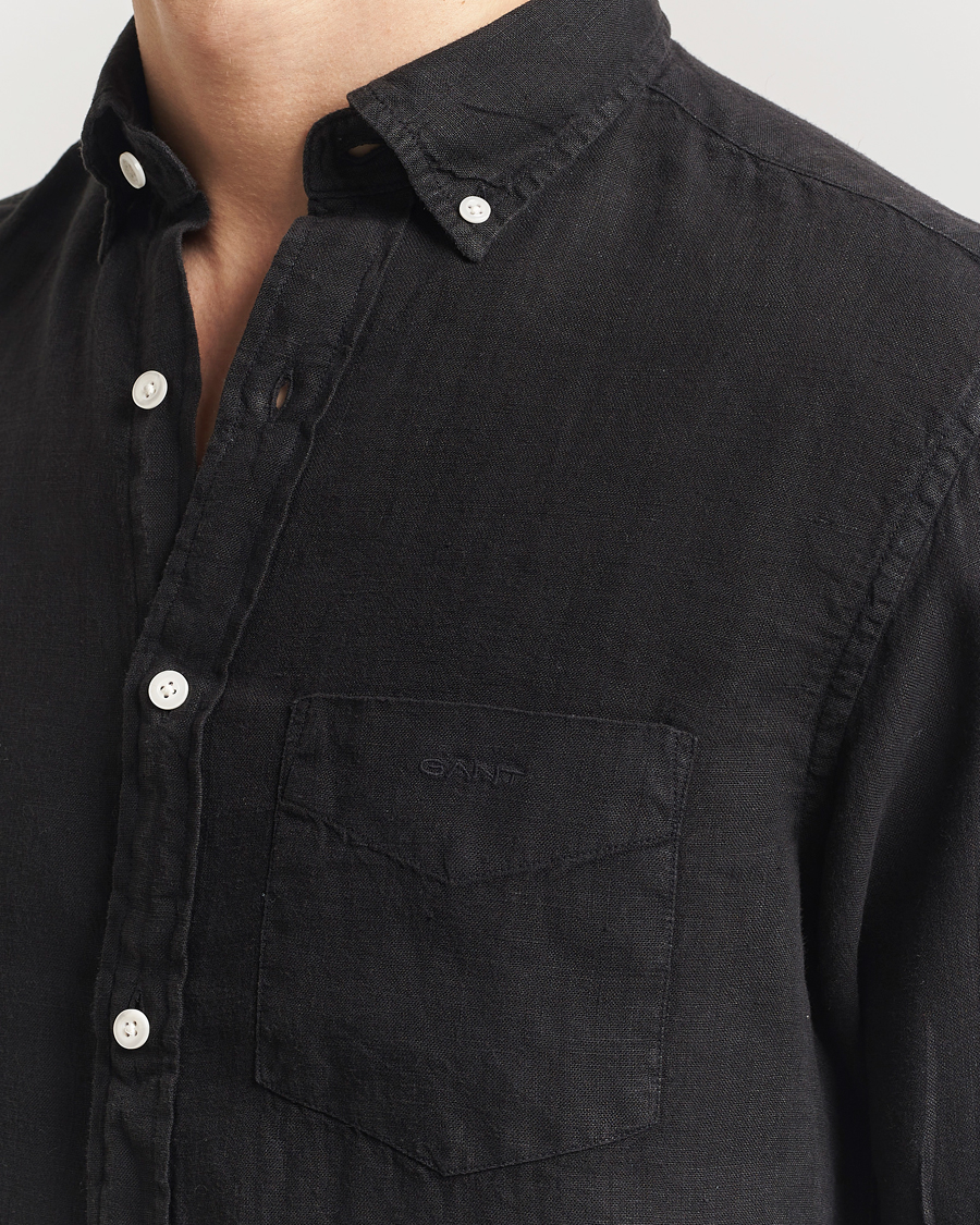 Hombres | Camisas | Gant | Regular Fit Garment Dyed Linen Shirt Black