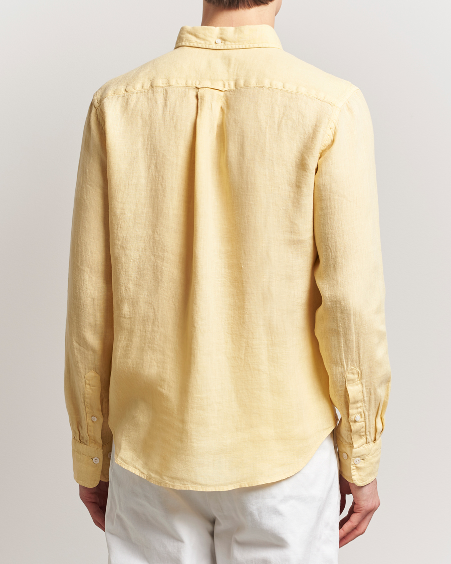 Hombres | Camisas | GANT | Regular Fit Garment Dyed Linen Shirt Dusty Yellow