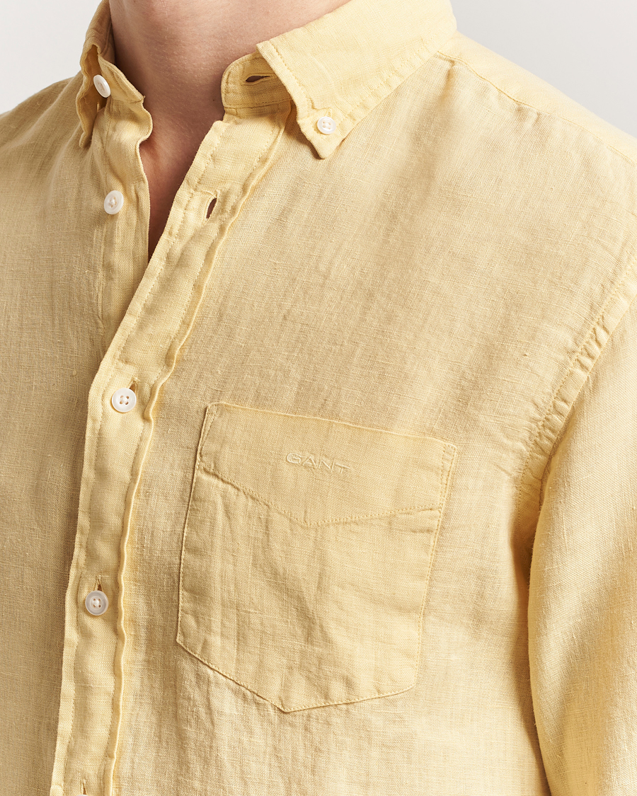 Hombres | Camisas | Gant | Regular Fit Garment Dyed Linen Shirt Dusty Yellow