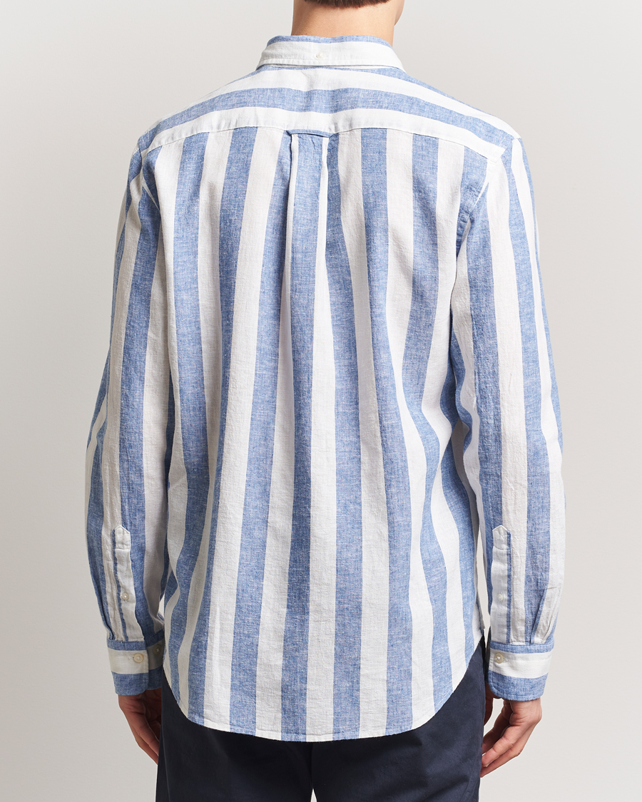 Hombres | Camisas | GANT | Cotton/Linen Wide Striped Shirt Rich Blue