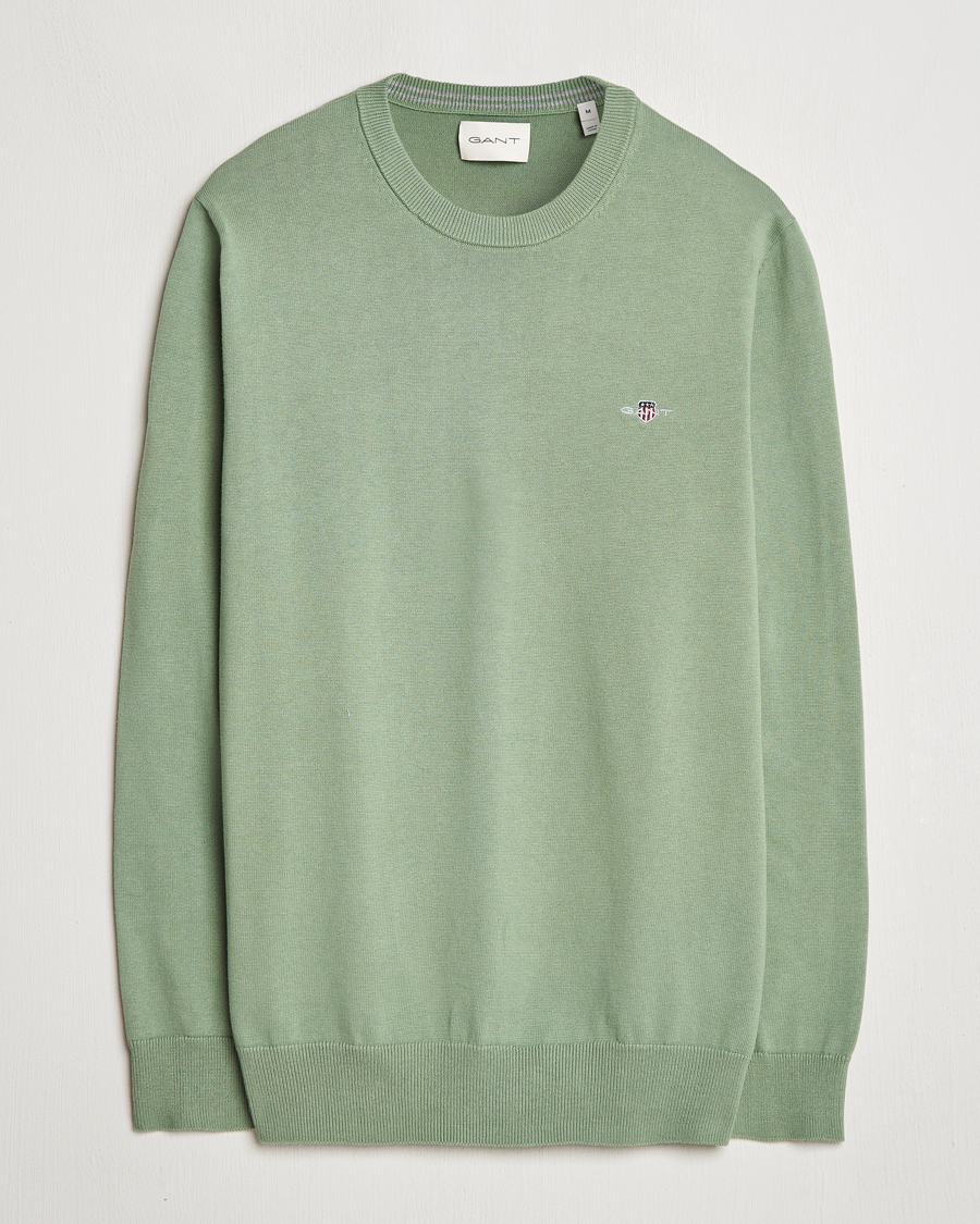 Hombres | Jerséis y prendas de punto | GANT | Classic Cotton Crew Neck Kalamata Green