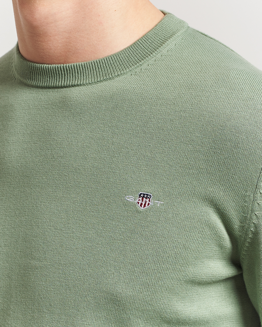 Hombres | Jerséis y prendas de punto | GANT | Classic Cotton Crew Neck Kalamata Green