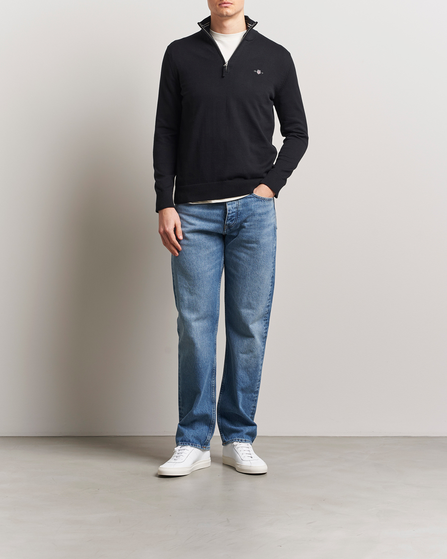 Hombres | Jerséis y prendas de punto | GANT | Classic Cotton Half Zip Black