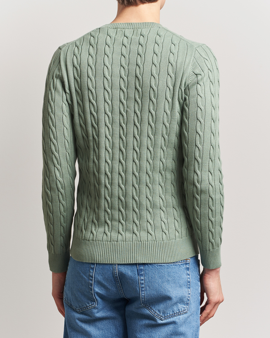 Hombres | Jerséis y prendas de punto | GANT | Cotton Cable Crew Neck Pullover Kalamata Green