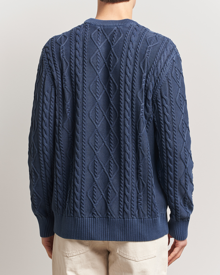 Hombres | Jerséis y prendas de punto | GANT | Aran Cable Knitted Sweater Evening Blue
