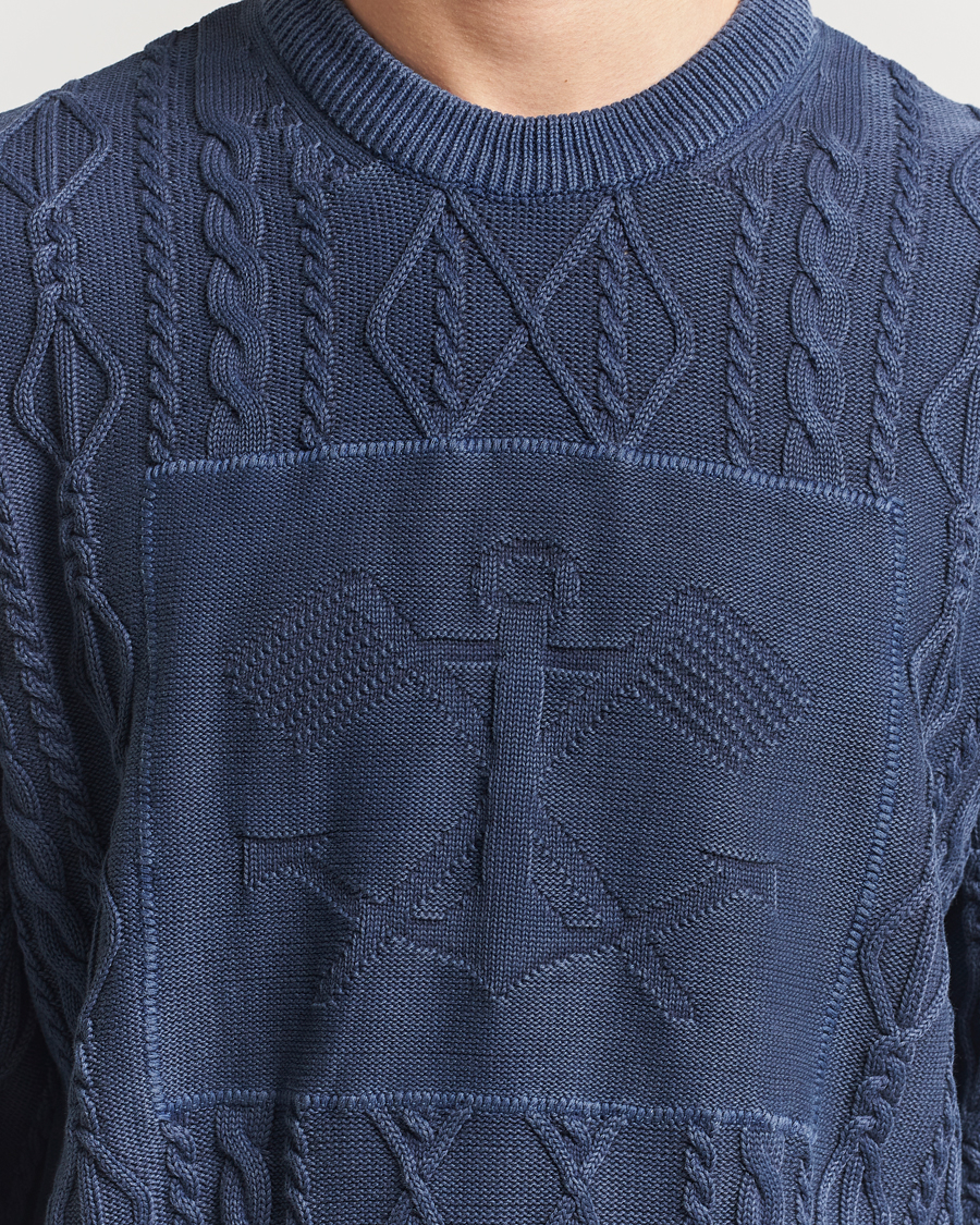 Hombres | Jerséis y prendas de punto | GANT | Aran Cable Knitted Sweater Evening Blue