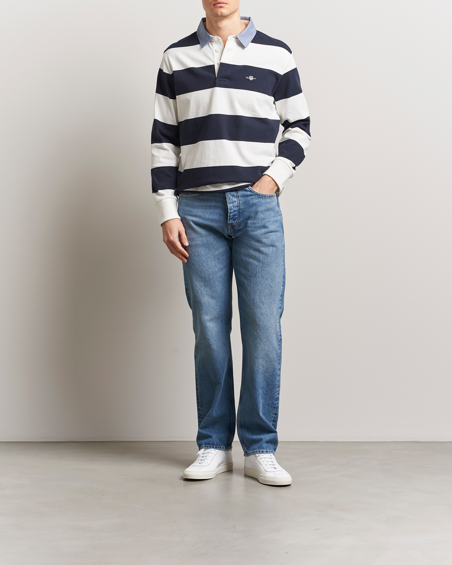 Hombres | Jerséis y prendas de punto | Gant | Chambray Barstriped Rugger Eggshell