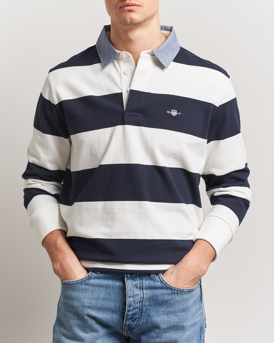 Hombres | Jerséis y prendas de punto | Gant | Chambray Barstriped Rugger Eggshell