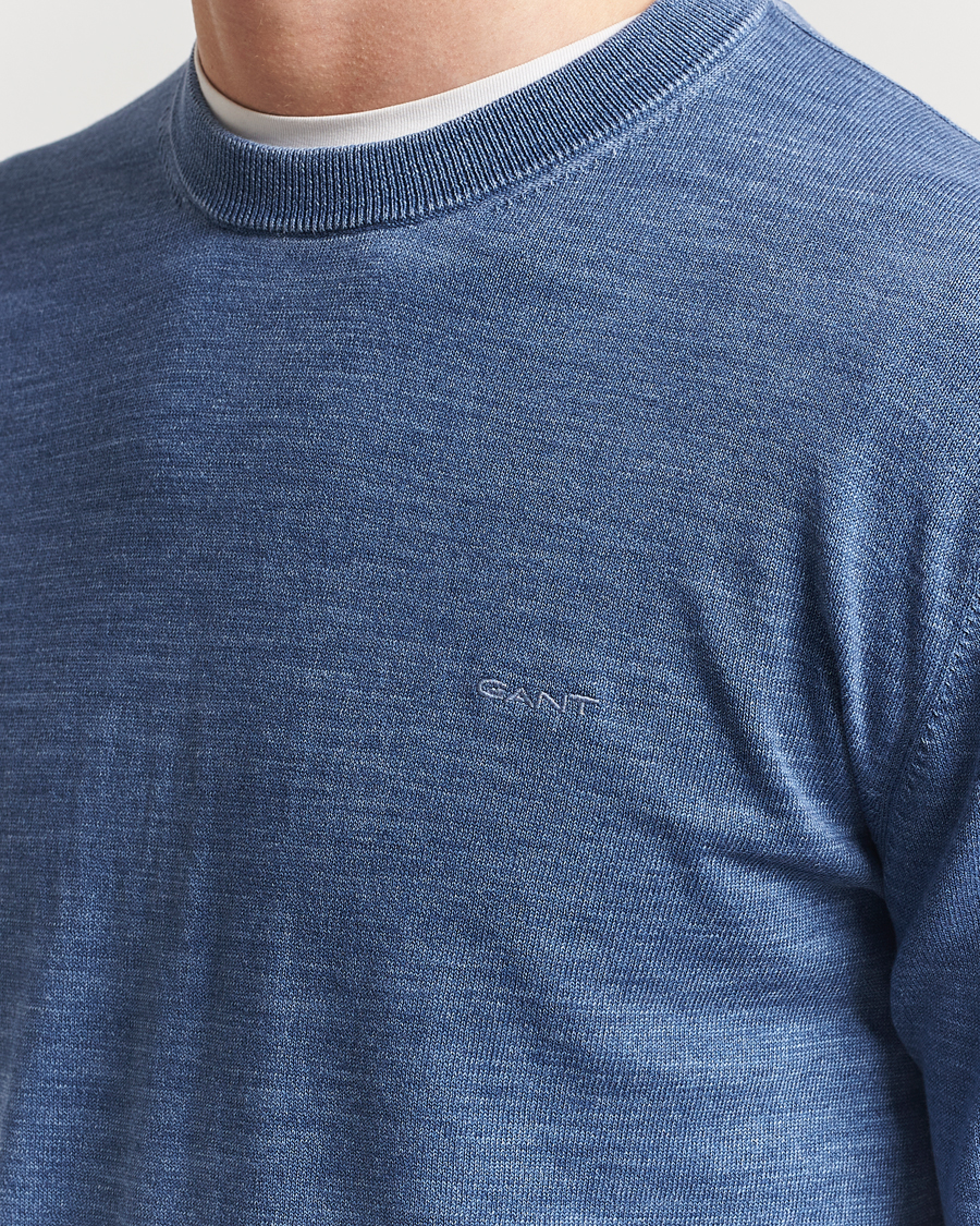 Hombres | Jerséis y prendas de punto | GANT | Sunfaded Crew Neck Sweater Persian Blue