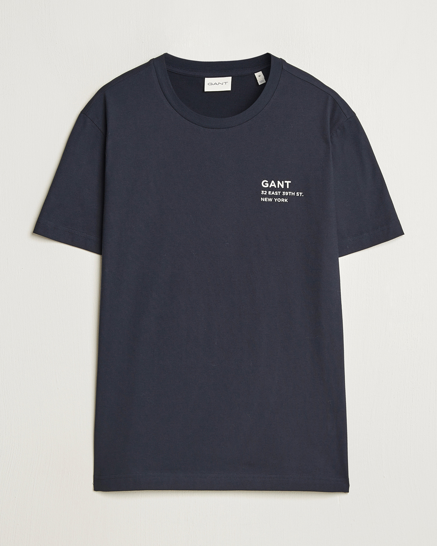 Hombres | Camisetas | GANT | Small Graphic Crew Neck T-Shirt Evening Blue