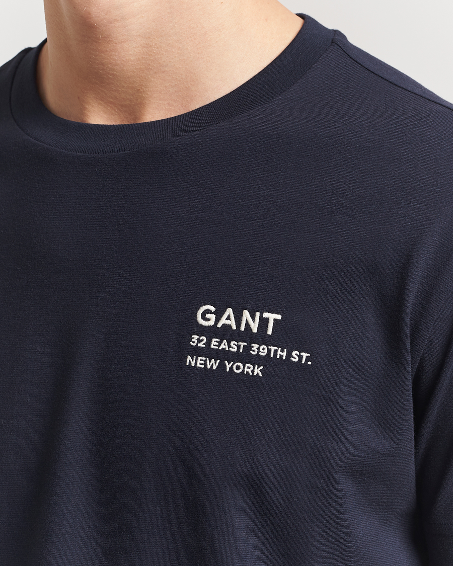Hombres | Camisetas | GANT | Small Graphic Crew Neck T-Shirt Evening Blue