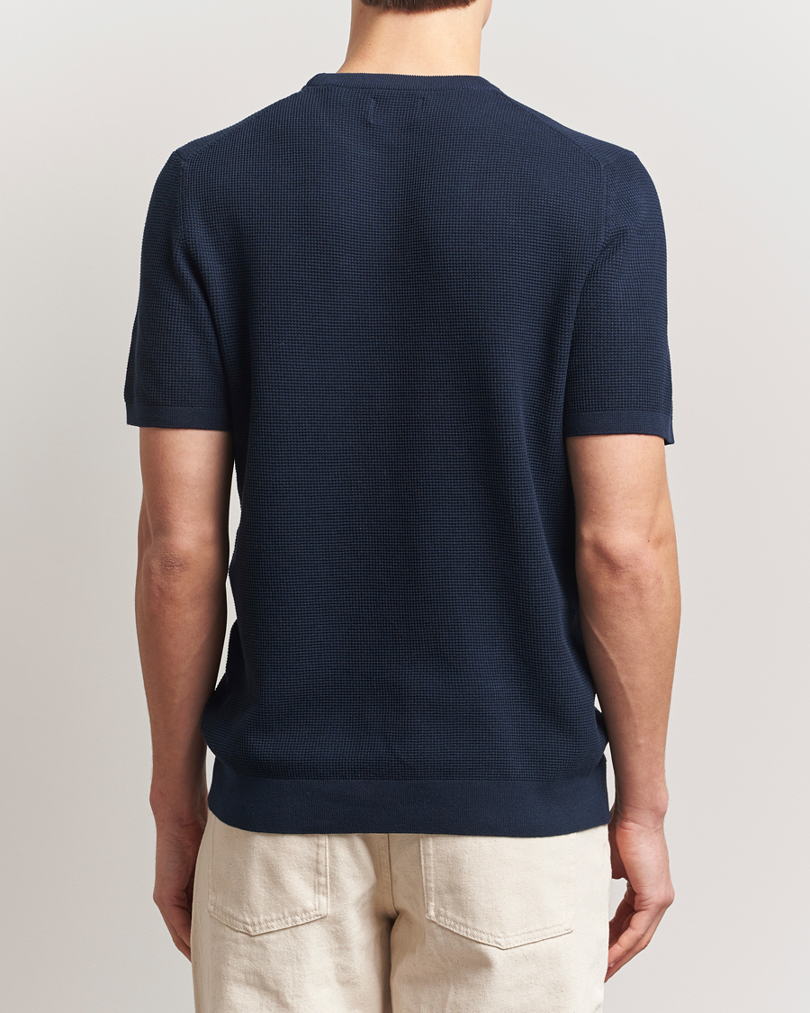 Hombres | Camisetas | GANT | Micro Textured Crew Neck T-shirt Evening Blue