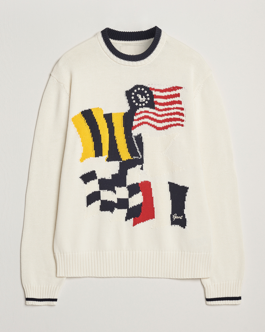 Hombres | Jerséis y prendas de punto | GANT | Flag Intarsia Knitted Sweater Eggshell