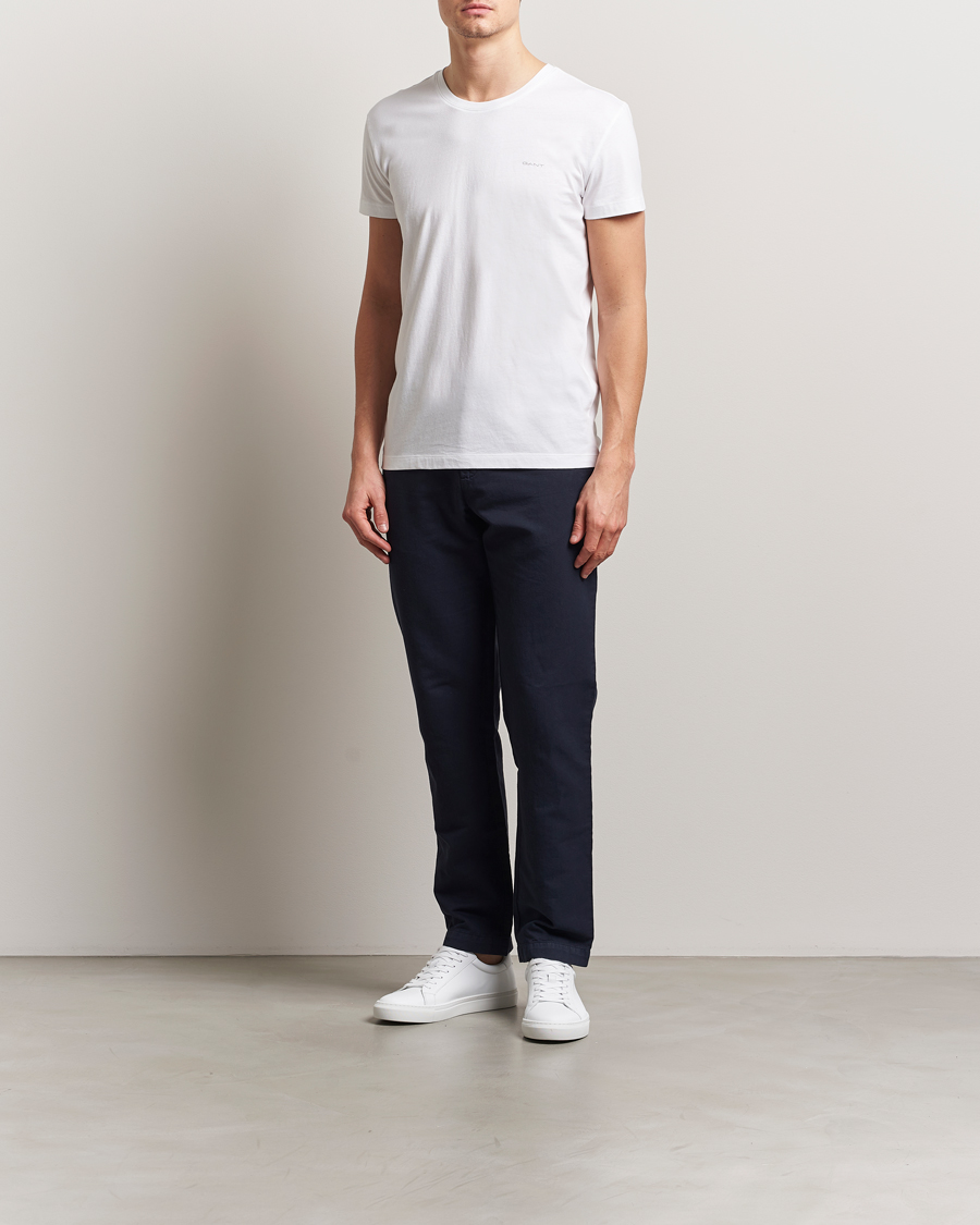 Hombres | Camisetas | Gant | 2-Pack Crew Neck T-Shirt Navy/White