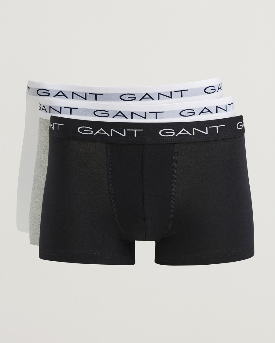 Hombres | Ropa interior y calcetines | Gant | 3-Pack Trunks Light Grey Melange/Black/White