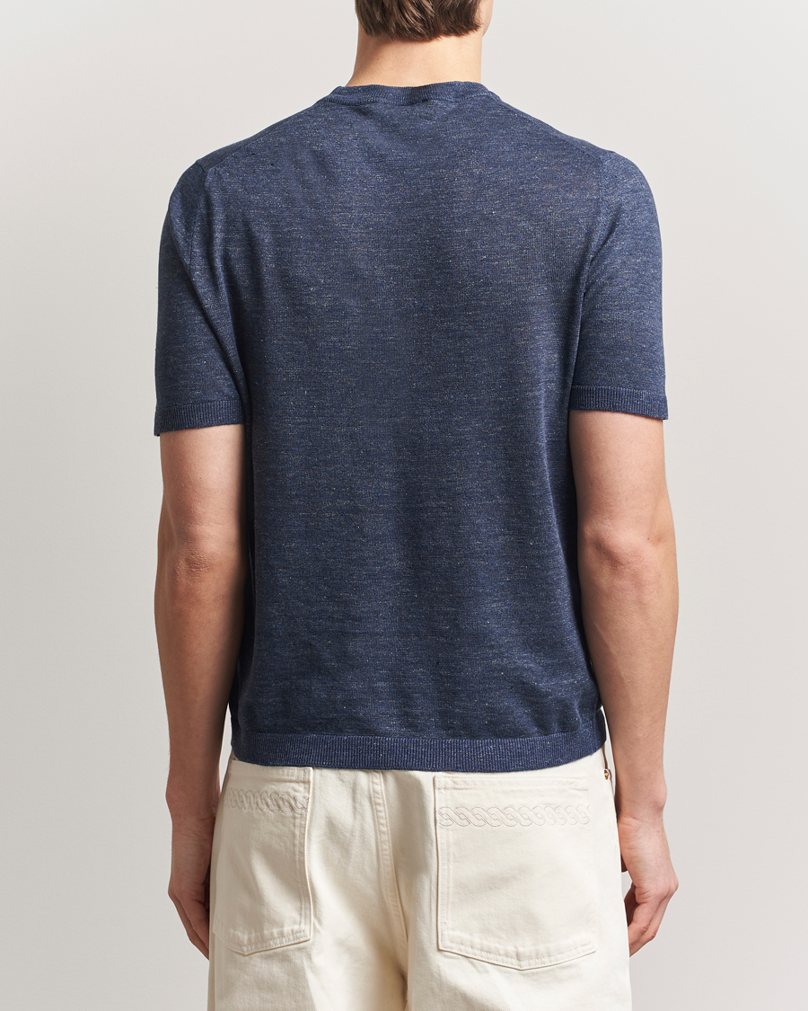 Hombres | Camisetas | Altea | Cotton/Linen Short Sleeve T-Shirt Navy