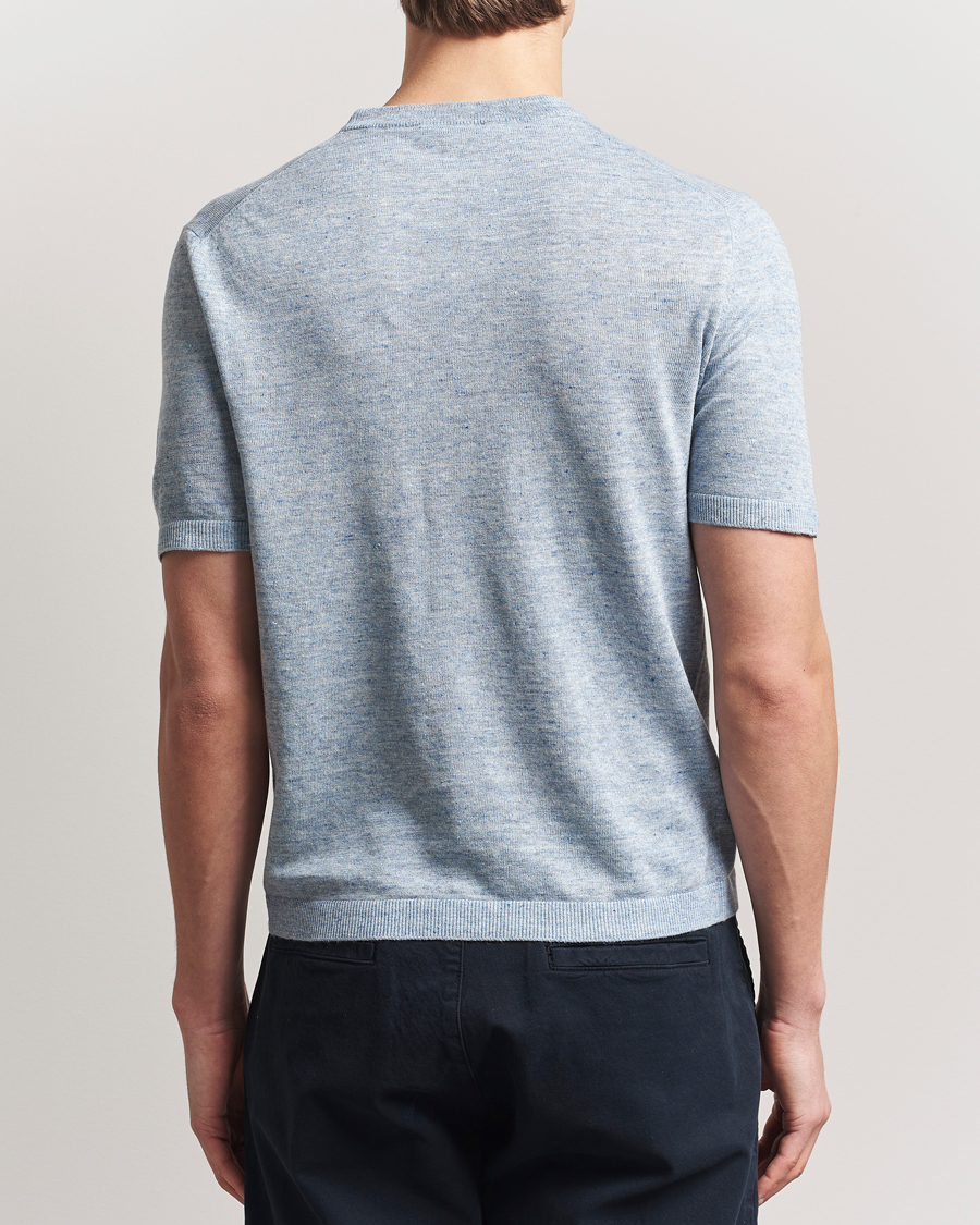 Hombres | Camisetas | Altea | Cotton/Linen Short Sleeve T-Shirt Light Blue