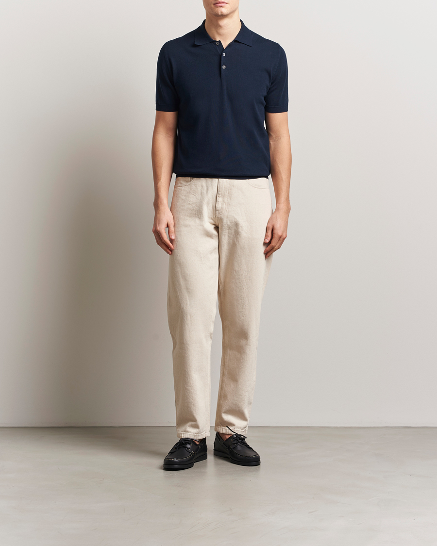 Hombres | Polos | Altea | Short Sleeve Cotton Polo Navy