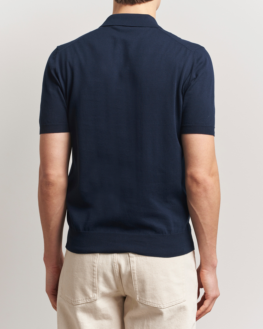 Hombres | Polos | Altea | Short Sleeve Cotton Polo Navy