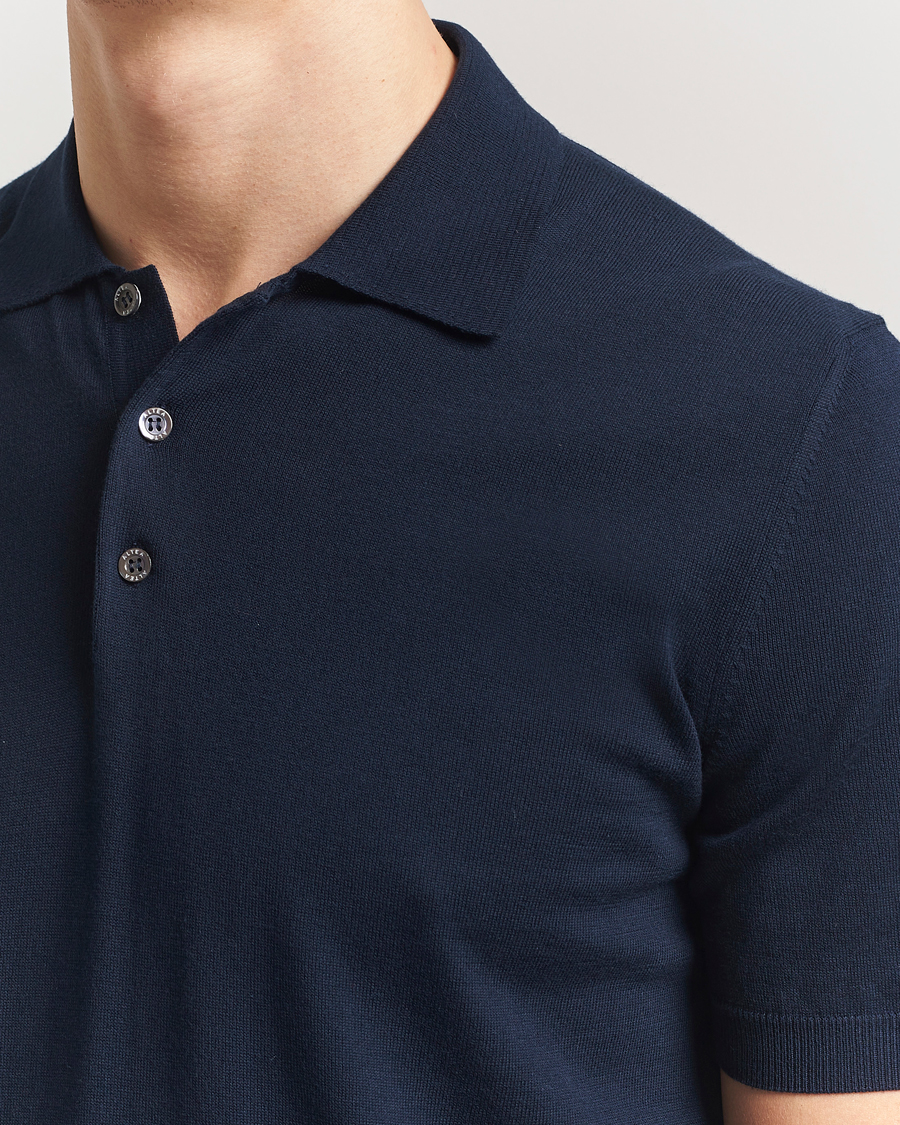 Hombres | Polos | Altea | Short Sleeve Cotton Polo Navy