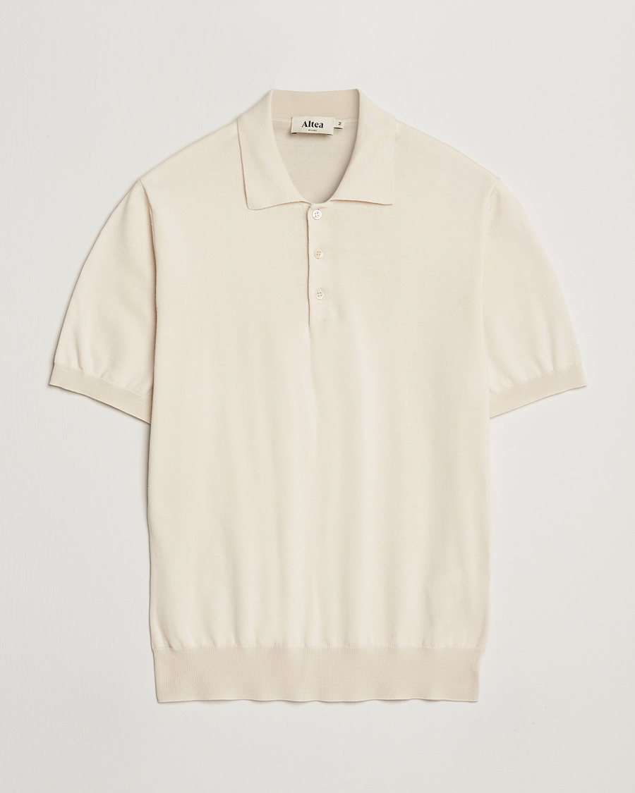 Hombres | Polos | Altea | Short Sleeve Cotton Polo Off White