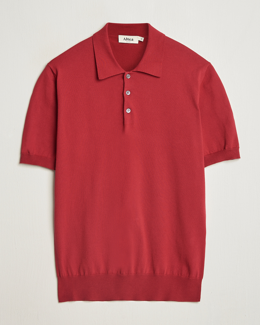 Hombres | Polos | Altea | Short Sleeve Cotton Polo Burgundy