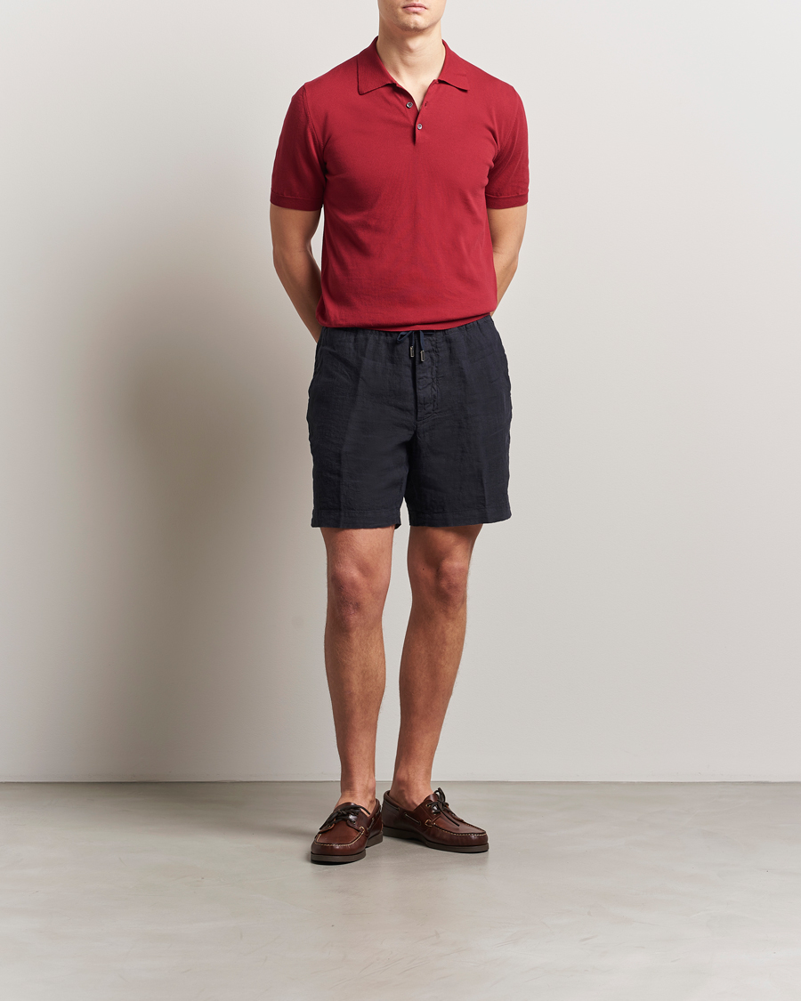Hombres | Polos | Altea | Short Sleeve Cotton Polo Burgundy