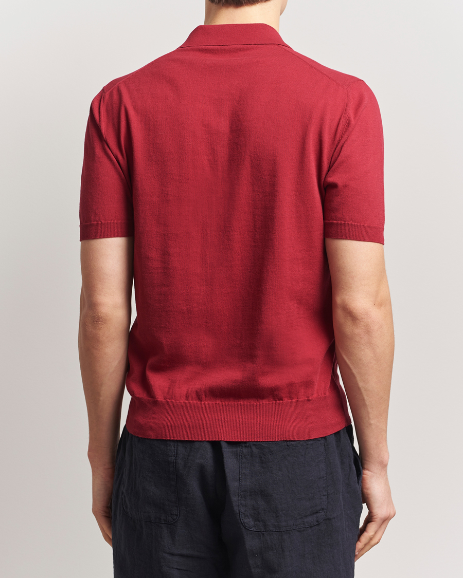 Hombres | Polos | Altea | Short Sleeve Cotton Polo Burgundy