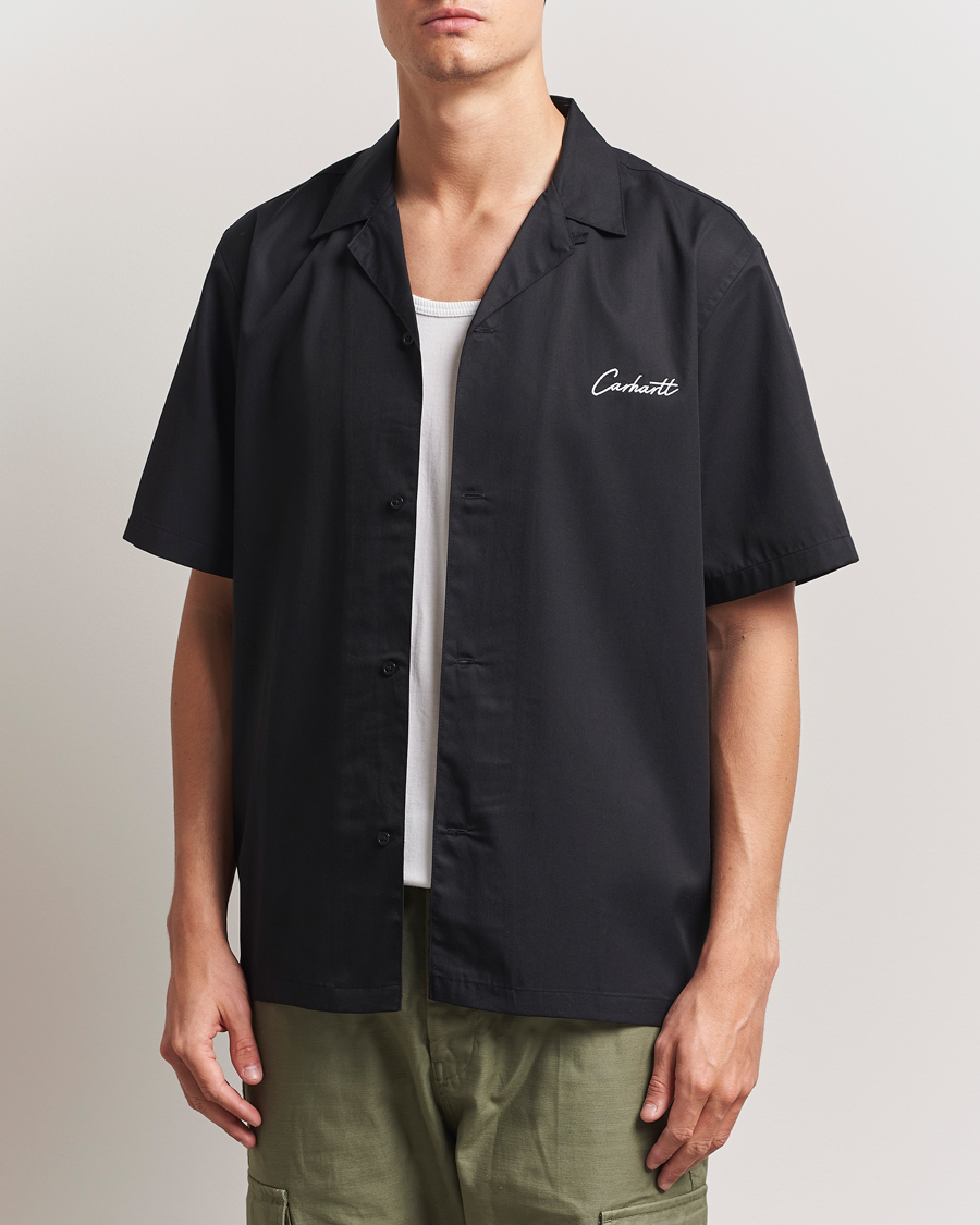 Hombres | Camisas | Carhartt WIP | Short Sleeve Cotton/Tencel Delrey Shirt Black/White