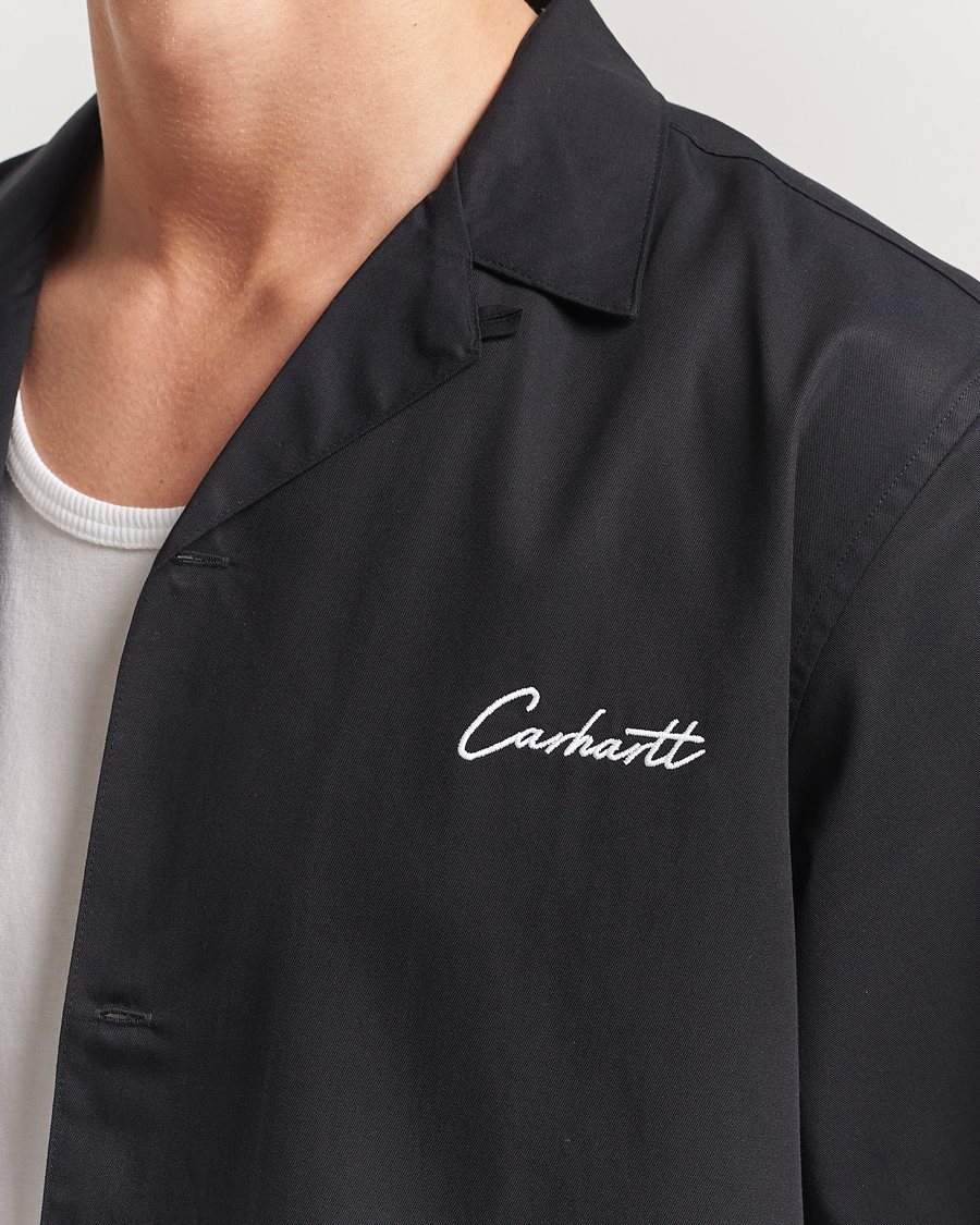 Hombres | Camisas | Carhartt WIP | Short Sleeve Cotton/Tencel Delrey Shirt Black/White