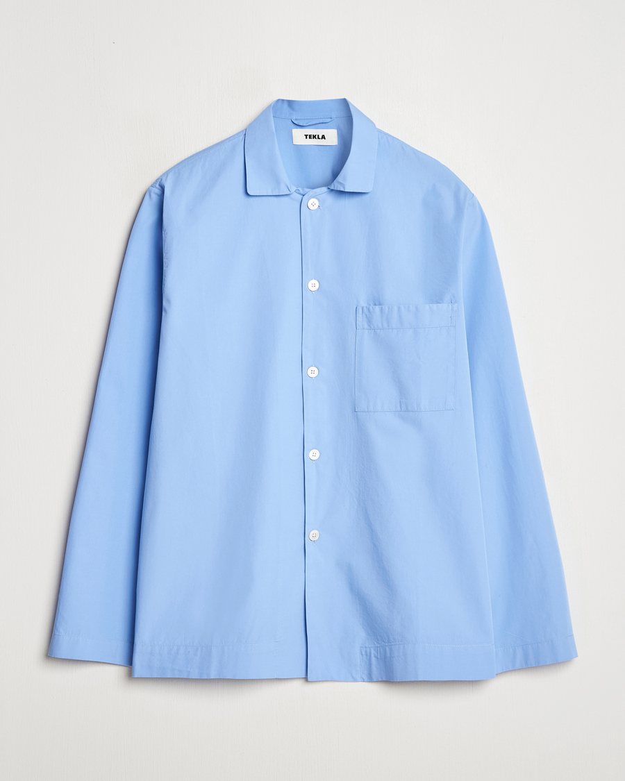 Hombres | Pijamas y batas | Tekla | Poplin Pyjama Shirt Cornflower Blue