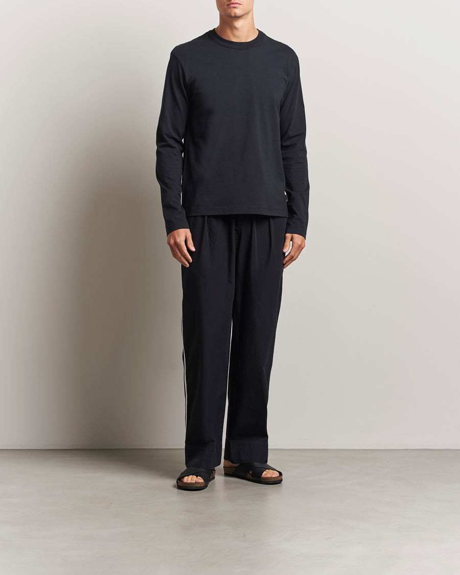 Hombres | Pijamas y batas | Tekla | Grosgrain Stripes Pyjama Pants All Black